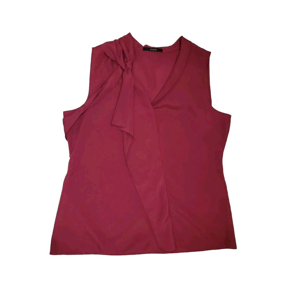 Tahari Maryanne Blouse Top Womens XL Ruffled Tunic Deep Magenta Sleeveless